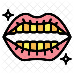 Gold Teeth Icon - Download in Colored Outline Style