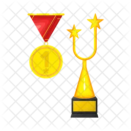 Gold trophy with medal  Icon