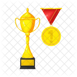 Gold trophy with medal  Icon