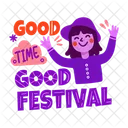 Good Festival Enjoying Girl Icon