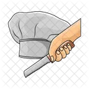 Gorro de cocinero con cuchillo  Icono