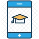 モバイル学習、卒業生向け帽子、オンライン教育 アイコン