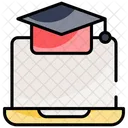 Graduation Cap And Laptop Icône