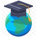 Graduation Hat Globe Icon