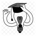 Black Monochrome Lightbulb And Graduation Cap Illustration Graduation Inspiration Bright Future Icon