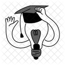 Black Monochrome Lightbulb And Graduation Cap Illustration Graduation Inspiration Bright Future Symbol