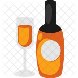 Graduation Wine Bottle and Glass  Icon