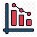 Grafico Para Baixo Barras De Linha Diminuicao Ícone