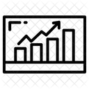 Gráfico con flecha de gráfico en la pantalla del monitor de la computadora  Icono