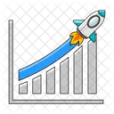 Gráfico de foguete de aumento de vendas  Ícone