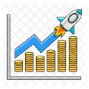 Gráfico de foguete de lucro  Ícone