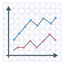 Analisis De Datos Estadisticas Grafico De Doble Linea Icono