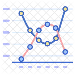 Gráfico de linhas marcadas  Ícone