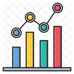 Gráfico de linhas marcadas com barras  Ícone