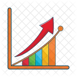 Gráfico de gráfico estatístico e seta para cima do gráfico  Ícone