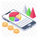 Grafico De Negocios En Linea Grafico Financiero En Linea Analisis Movil Icono