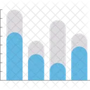 Barras verticales azules en el gráfico infográfico a escala  Icon