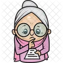 Grandmother Reading Paper  Icon