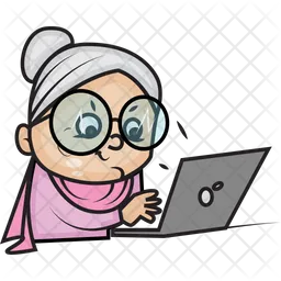 Grandmother Using Laptop  Icon