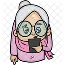 Grandmother Using Mobile  Icon