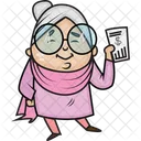 Grandmother With Analytics  Icon