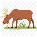 Grasender Elch-Cartoon  Symbol
