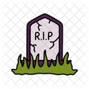 Gravestone Colored Outline Halloween Dead Icon