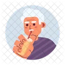 Gray haired old man drinking through straw  Icon