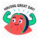 Great Day Strong Watermelon Flexing Icon
