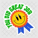 Great Job Smiley Badge Appreciation Words Icon