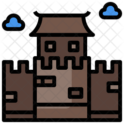 Great Wall Icon - Download in Colored Outline Style