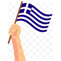 Greece hand holding Flag Icon