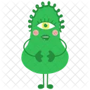 Green alien with curly hair  Icon