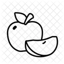 Green Apple Cut Fruit Healthy Icon