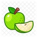 Green Apple Cut Fruit Healthy アイコン
