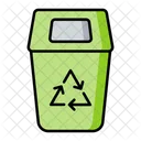 Green bin line  Garbage recycle.  Icon