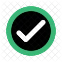 Green check mark button in black circle  Icon