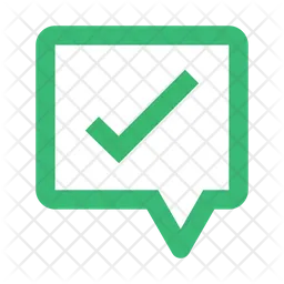 Green check mark in speech bubble  Icon