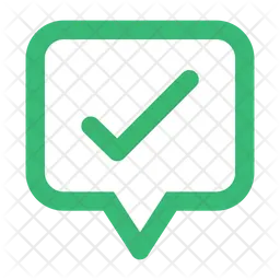 Green check mark in speech bubble  Icon