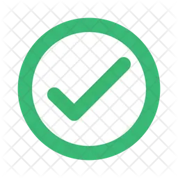 Green check mark on green circle white area flat design  Icon
