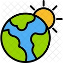 Green Earth with sun  Icon