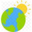 Green Earth with sun  Icon