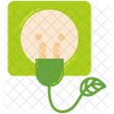 Green electric socket with cable  Icon