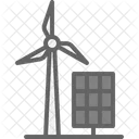 Green Energy Windmill Solar Panel Icon