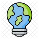 Green energy earth and light bulb  Icon