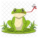 Green frog catching fly  Icon