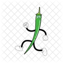 Green Pepper Mascot Vegetable Character Illustration Art アイコン