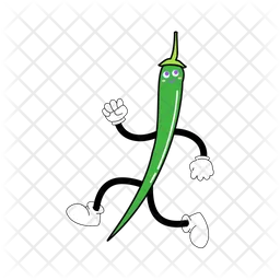 Green Pepper Mascot  Icon