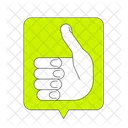 Green speech bubble with thumb up gesture  Icon