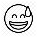 Grinning Face With Sweat  Icon